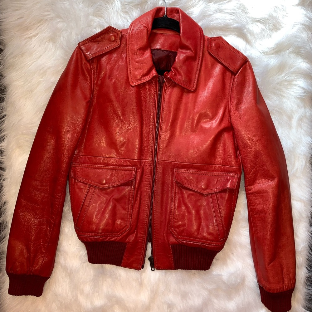 BLK DNM Red leather Jacket